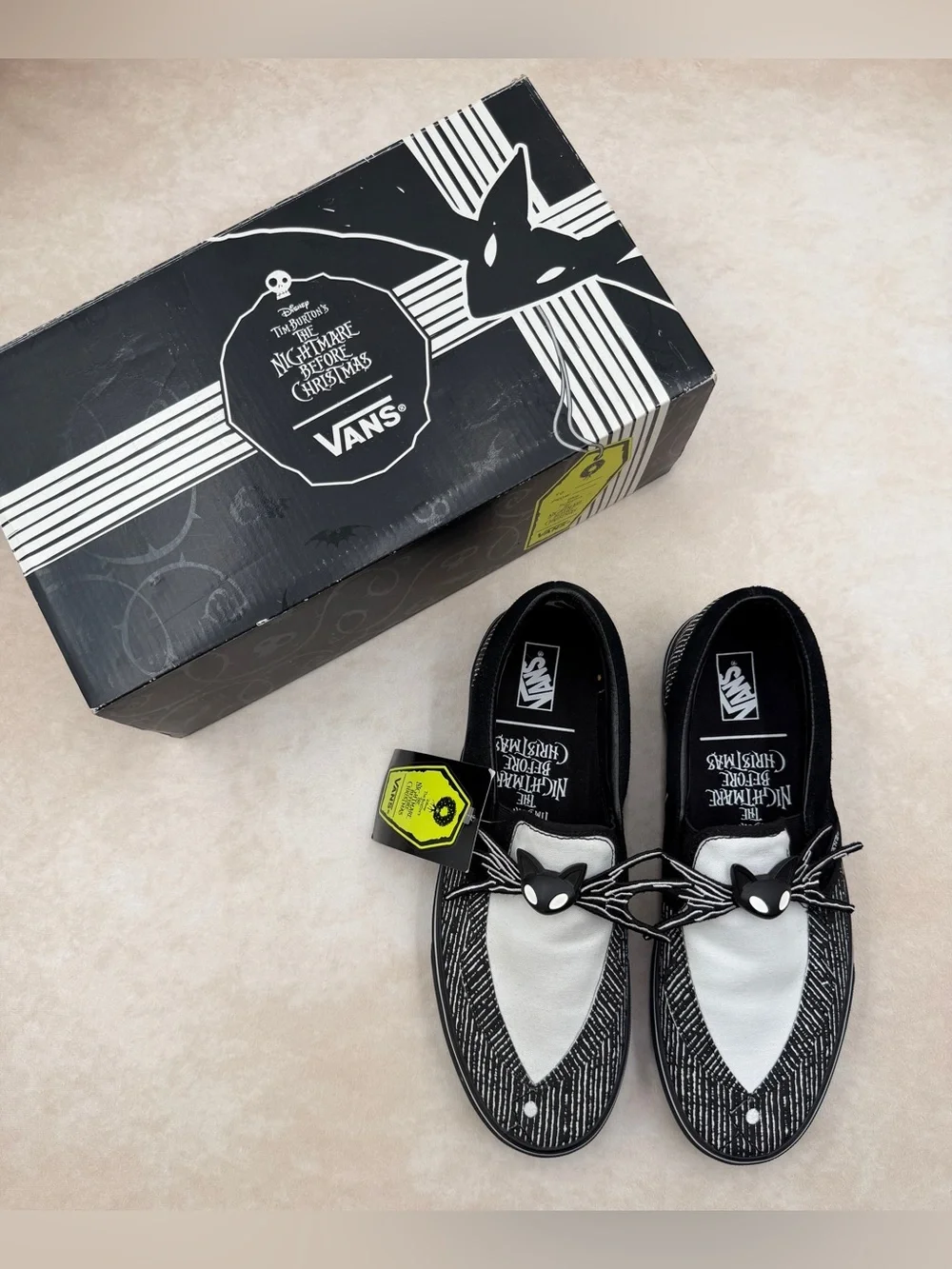 New Vans Black & White Nightmare Before Christmas Jack Skellington Slip-Ons